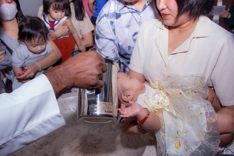Sample christening photograph for the Blessed Day template